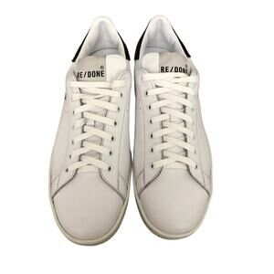 RE/DONE Tennis Sneakers Leather Low Top Trainer Shoes White Black NWOB Size 11